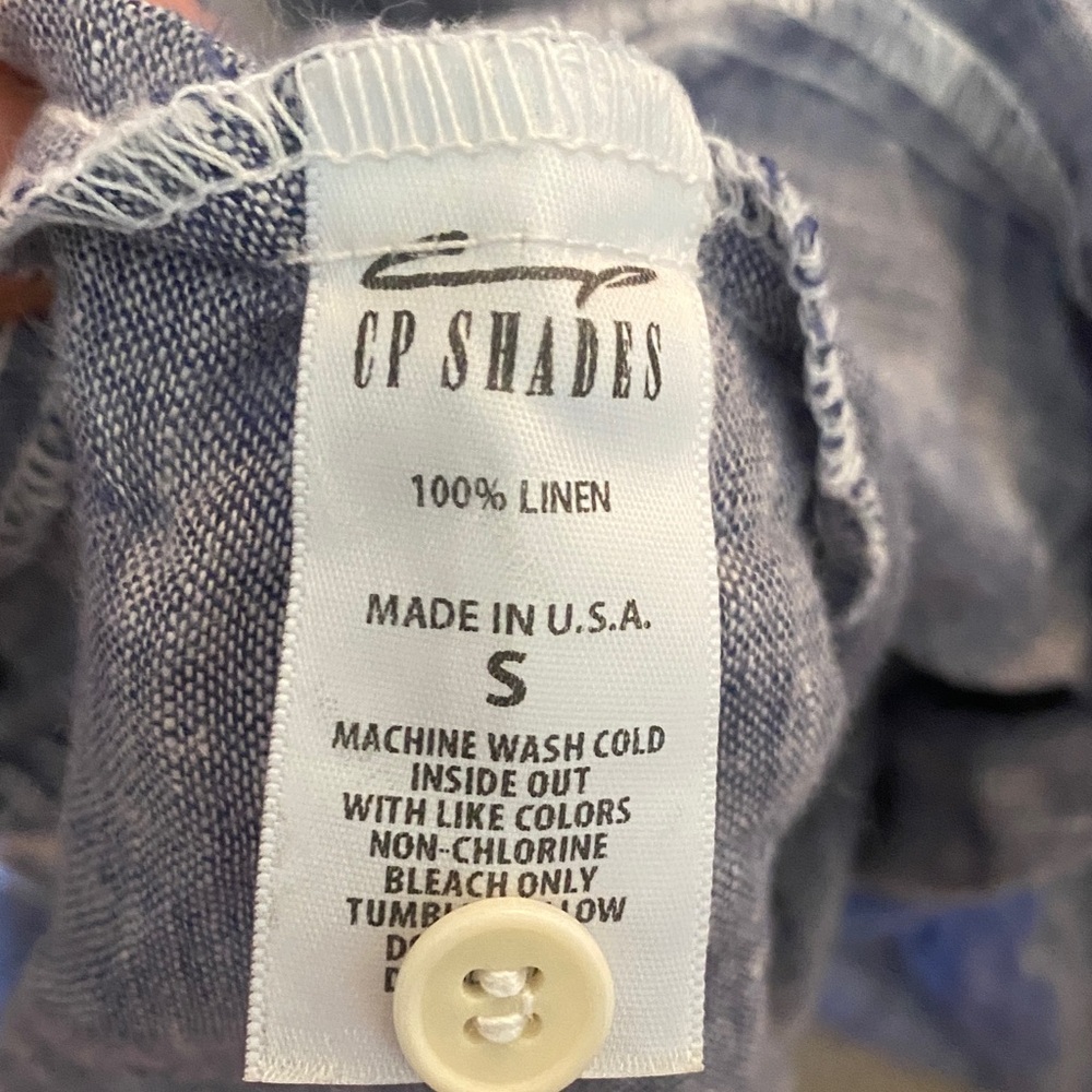 CP Shades Chambray Blue 100% Linen Tunic mini Dress sz Small - Picture 12 of 13